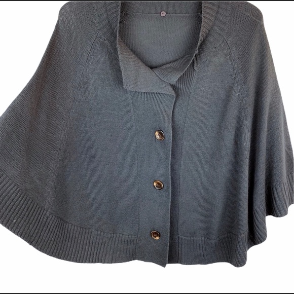 Jackets & Blazers - Grey Sweater Knit Poncho Cape One Size
